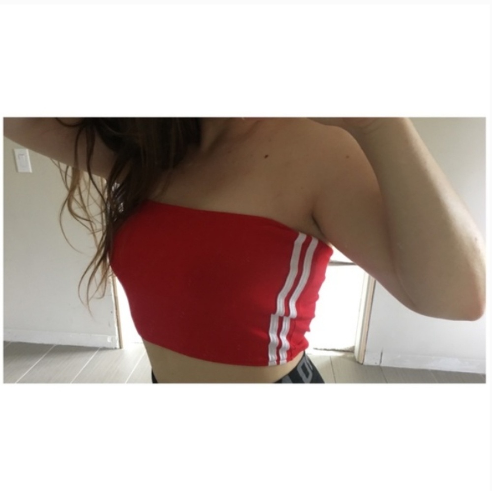 ⭐️ Zaful Red Stripe Cropped Tube Top - Picture 2 of 6